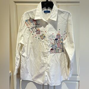 Karen Scott Sport Size L long sleeve Xmas Gift Boxes white Christmas Shirt